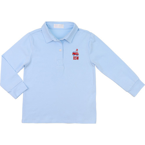 Blue Knit Valentine Firetruck Polo Shirt | Cecil and Lou