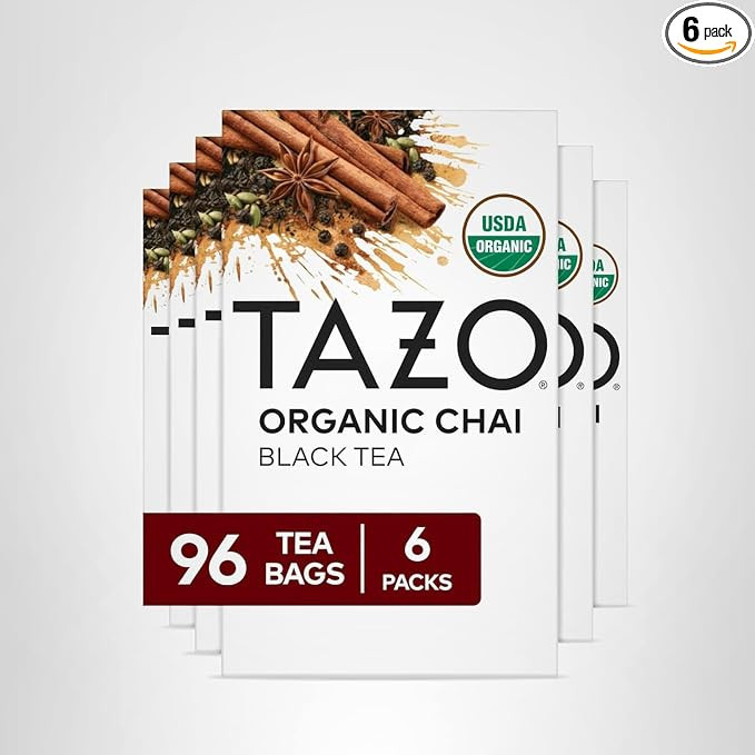 TAZO Organic Chai Black Tea Bags, Chai Tea, 96 Total Tea Bags (16ct - Pack of 6) | Amazon (US)