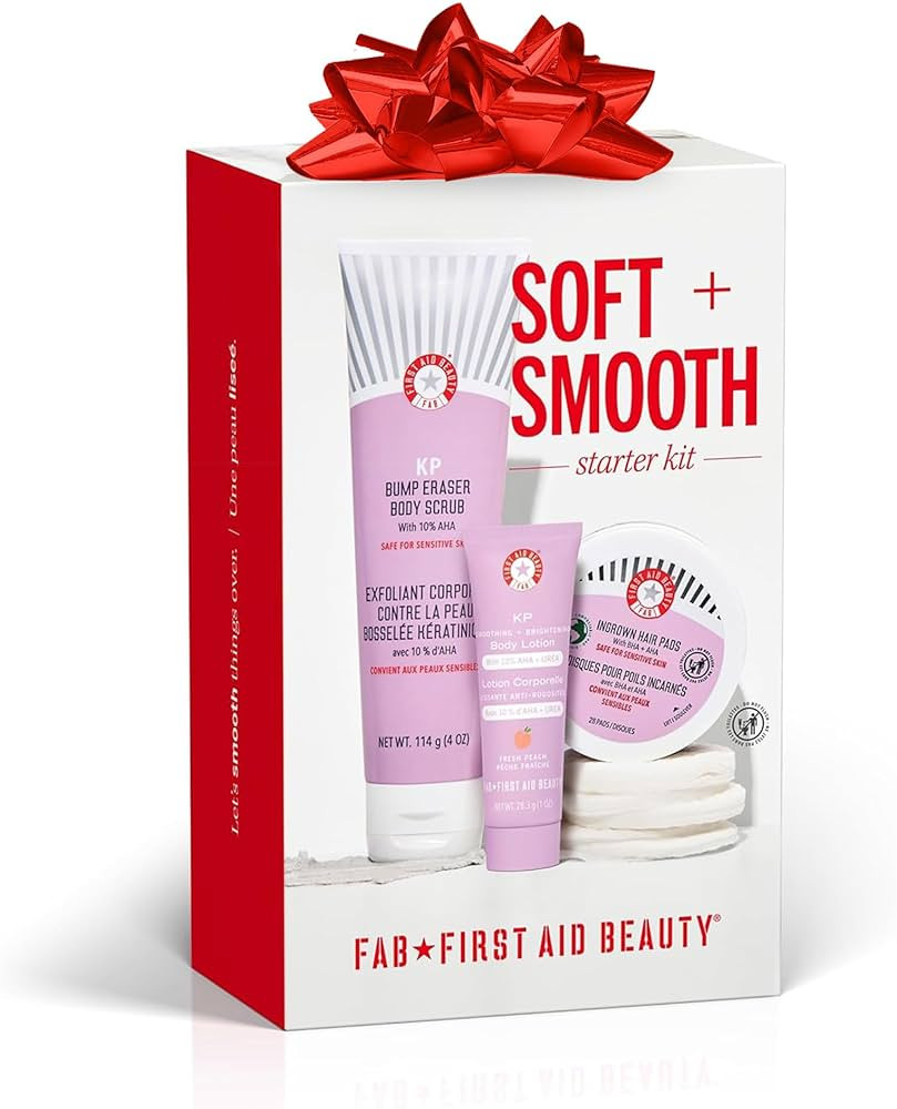 First Aid Beauty Soft + Smooth Starter Body Kit: KP Bump Eraser Body Scrub, 4 oz, Smoothing + Bri... | Amazon (US)