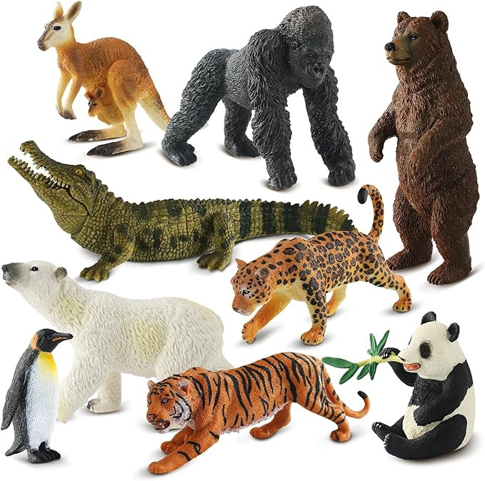 9 PCS Zoo Animal Toys for Kids 3-5 Realistic Plastic Wild Animal Figurine Toys Educational Learni... | Amazon (US)