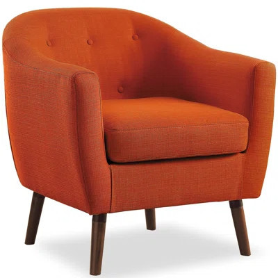 Orange Textured Chair With 20.5" Seat Width And Finish Legs Upholstered Accent Attached Back | Wayfair North America