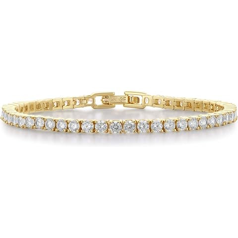 PAVOI 14K Gold Plated 3mm Cubic Zirconia Classic Tennis Bracelet | Gold Bracelets for Women | Siz... | Amazon (US)