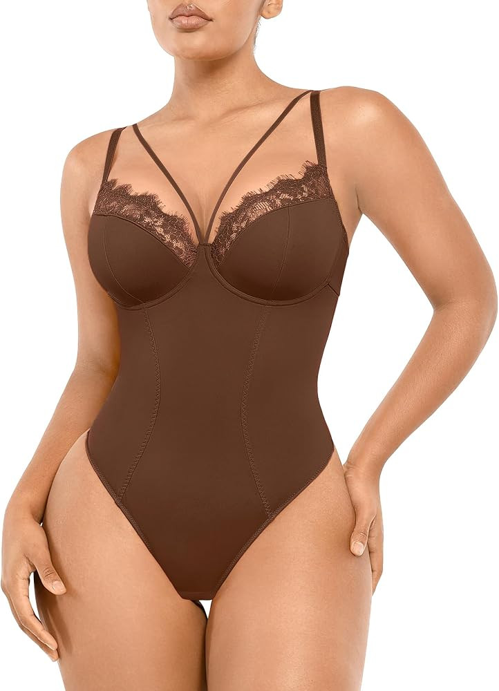 SHAPELLX Women's Shapewear Bodysuit Tummy Control Body Shaper Lace Sculpting Snatched Waist Body ... | Amazon (US)