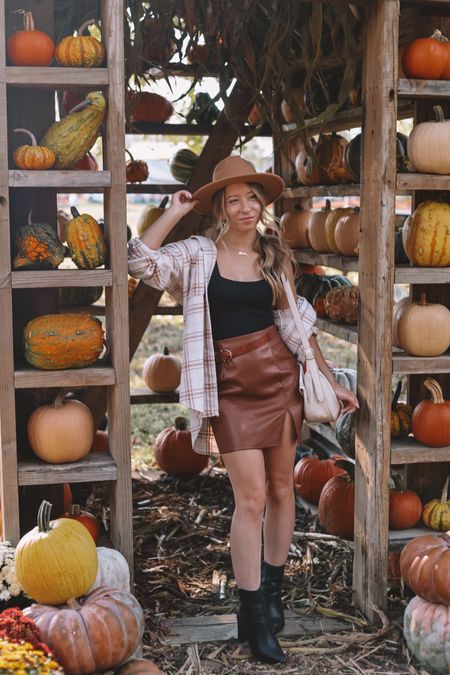 Fall autumn girl leather skirt plaid jacket outfit🍂

#LTKSeasonal #LTKstyletip #LTKfindsunder100