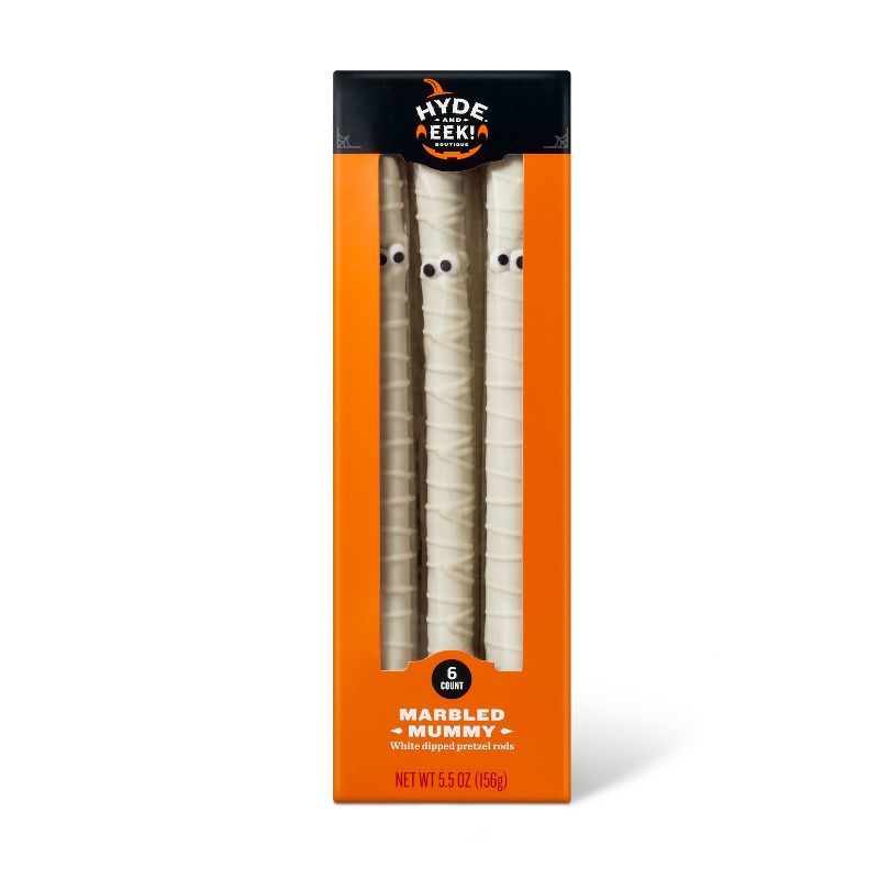 Halloween White Fudge Dipped Marbled Mummy Pretzel Rods - 5.5oz/6ct - Hyde &#38; EEK! Boutique&#8... | Target