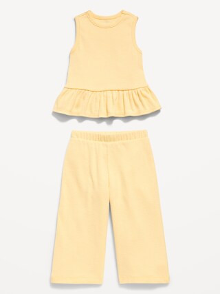 Sleeveless Ribbed Peplum Top and Pants Set for Baby | Old Navy (US)