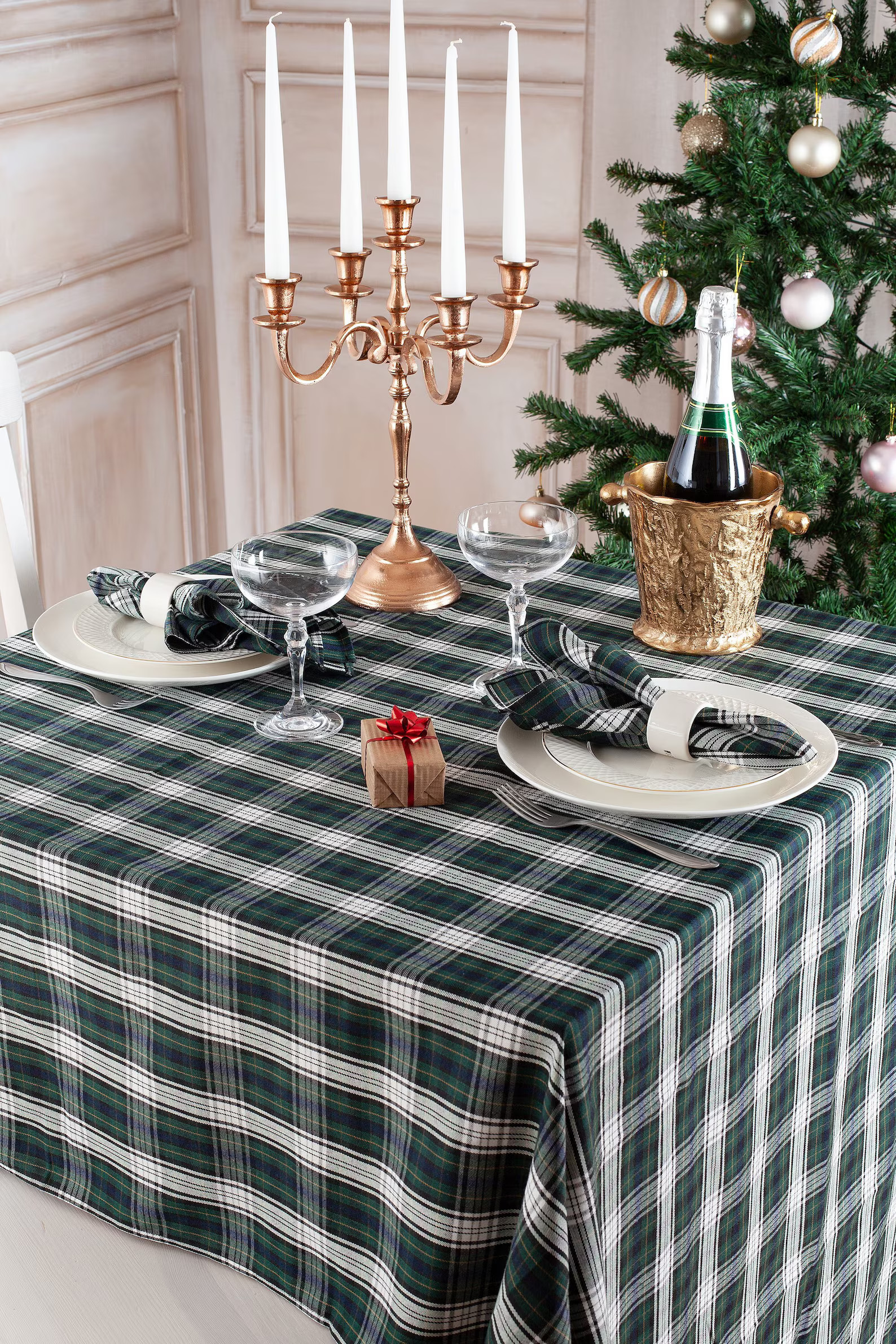 Green Plaid Tablecloth, Christmas Tablecloth Plaid ,tartan, Check, Green and White Tablecloth, Ch... | Etsy (US)