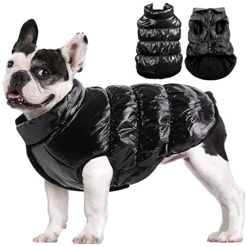 AOFITEE Dog Jacket, Dog Winter Coat, Waterproof Dogs Coats for Small Dogs, Warm Fleece Pet Snowsuit Puffer Jacket, Cozy Winter Pet Fleece Vest, Female Male Pets Cold Weather Coats, Black, XXL | Amazon (US)