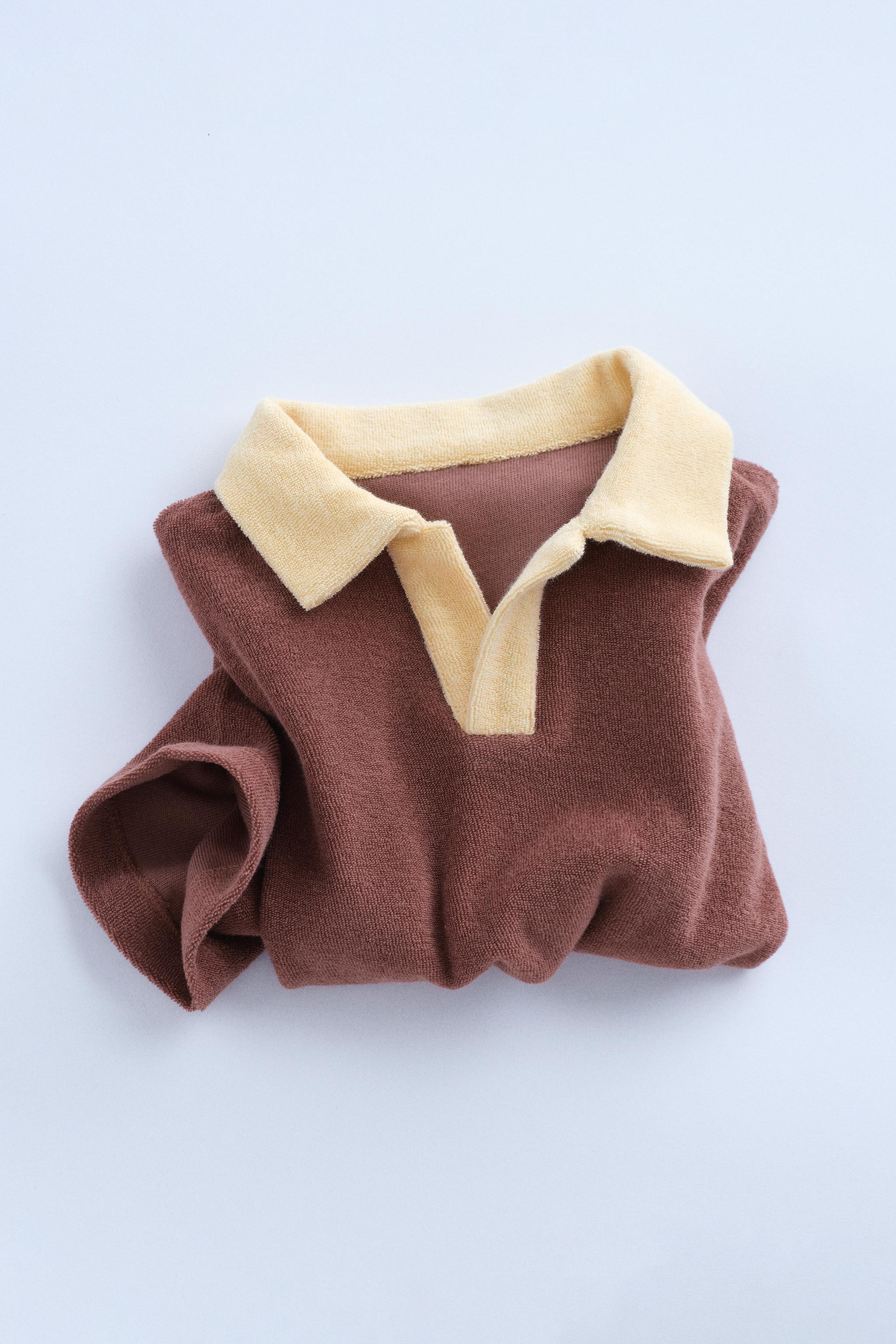 TIMELESZ - CONTRAST COLLAR TERRY POLO SHIRT | Zara UK