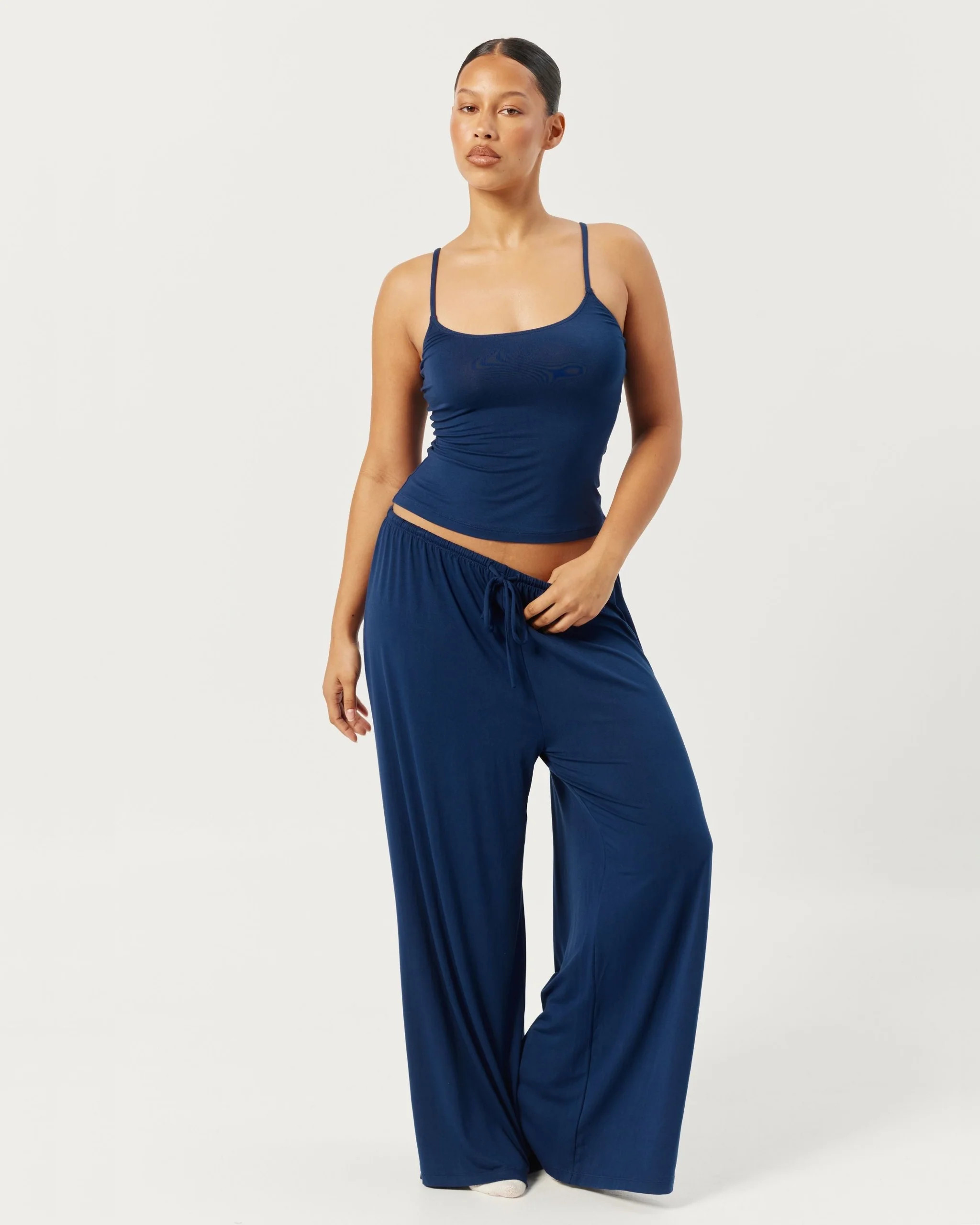 Wide Leg Sleep Pant | Navy | Crop Shop Boutique US