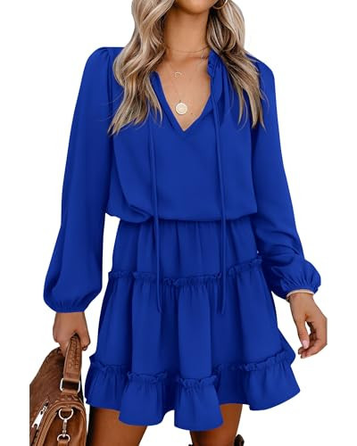 BTFBM Long Sleeve Dress for Women Fall 2026,Long Sleeve Bright Blue,XXL | Amazon (US)