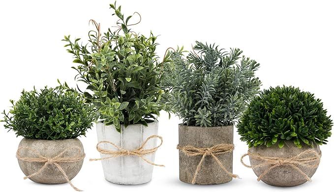 4Pcs Small Fake Plants for Home Decor - Faux Plants Indoor for Bathroom Decor - Small Artificial ... | Amazon (US)