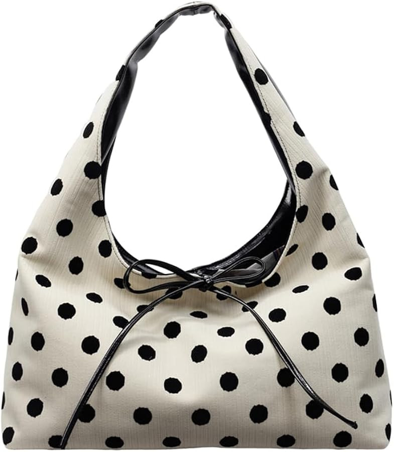 MaxxCloud Polka Dot Bow-Embellished Top-Handle Bag for Women-Underarm Tote,Shoulder Bag&Handbag f... | Amazon (US)