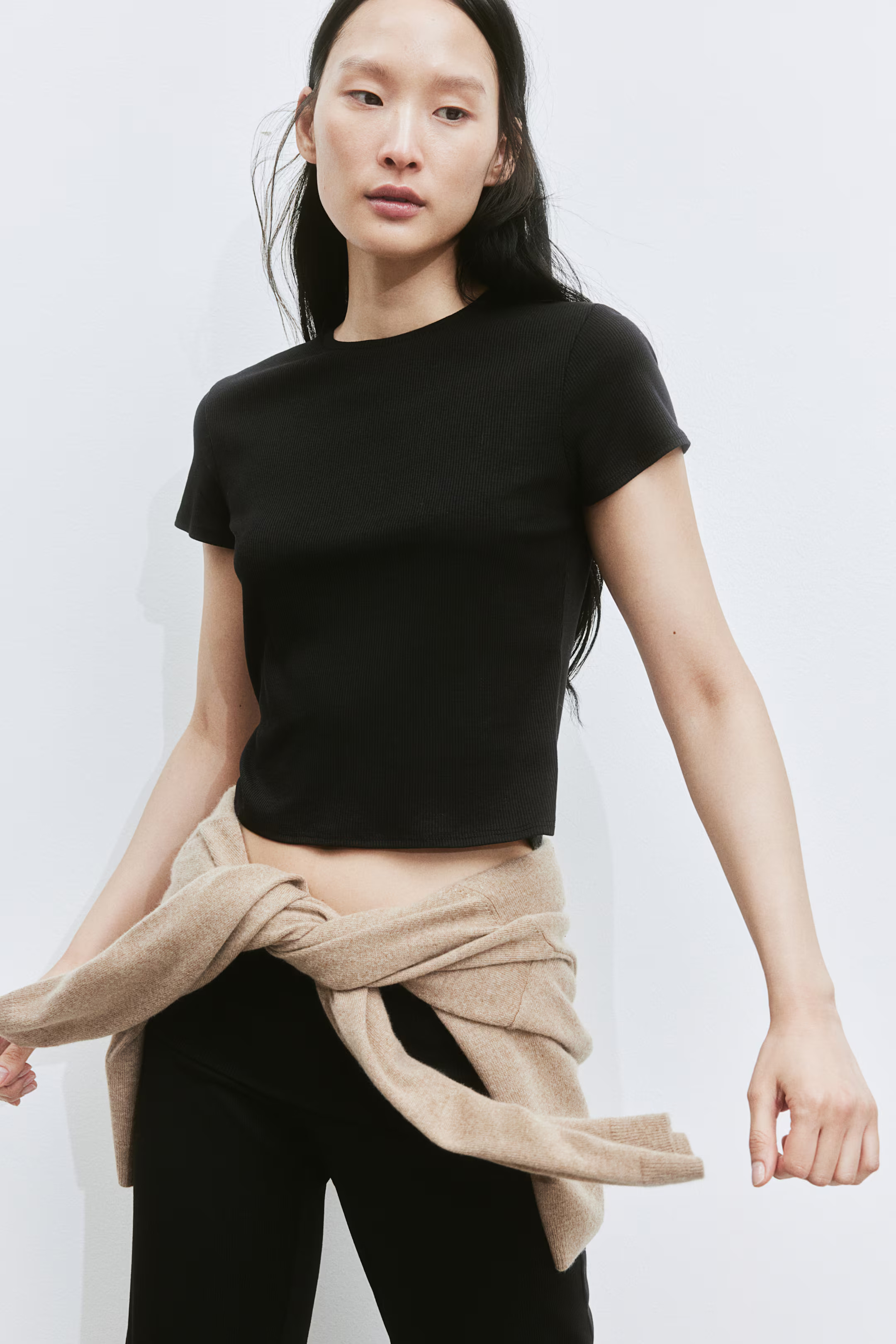 Ribbed T-shirt - Black - Ladies | H&M US | H&M (US + CA)