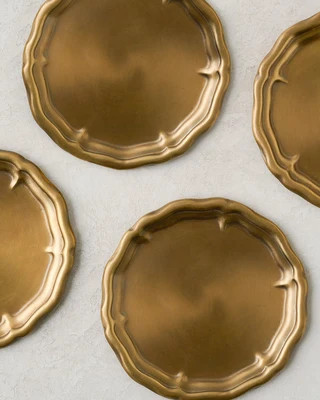 Vintage-Inspired Brass Coaster Set of Four | Magnolia