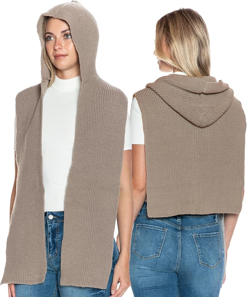 BASICO 5 Colors Knitted Hooded Scarf for Women Men Winter Balaclava - Cream White, Caramel, Light... | Amazon (US)