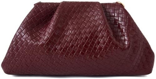Munansli Woven Burgundy Women's Clutch Purse,Detachable Chain Shoulder Bag, Dumpling Crossbody Bag, Cloud Evening Clutch. | Amazon (US)