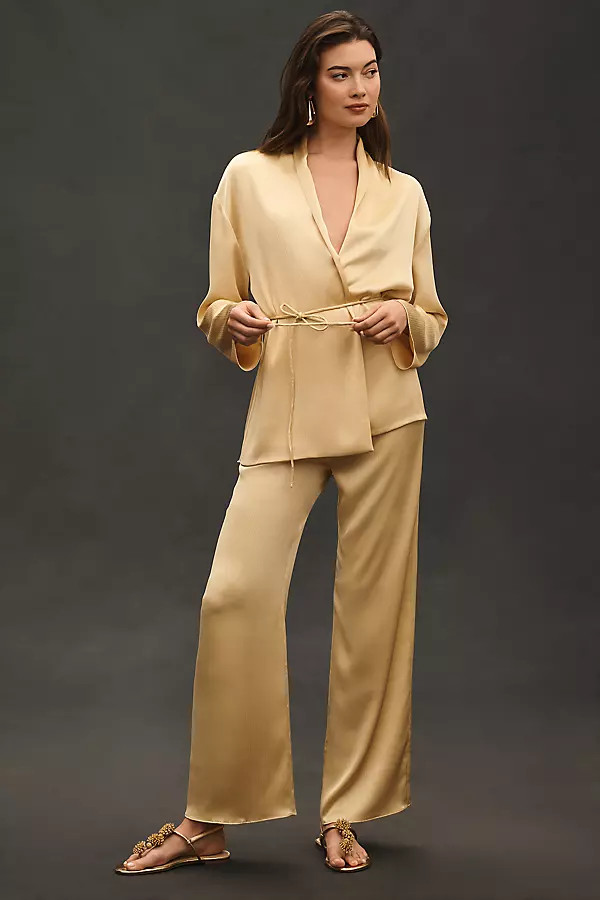 Mare Mare Pleated Satin Pants | Anthropologie (US)