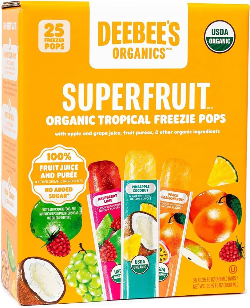 DeeBee's Organics Tropical SuperFruit Freezie Pops, No Added Sugars, No Artificial Flavors or Col... | Amazon (US)