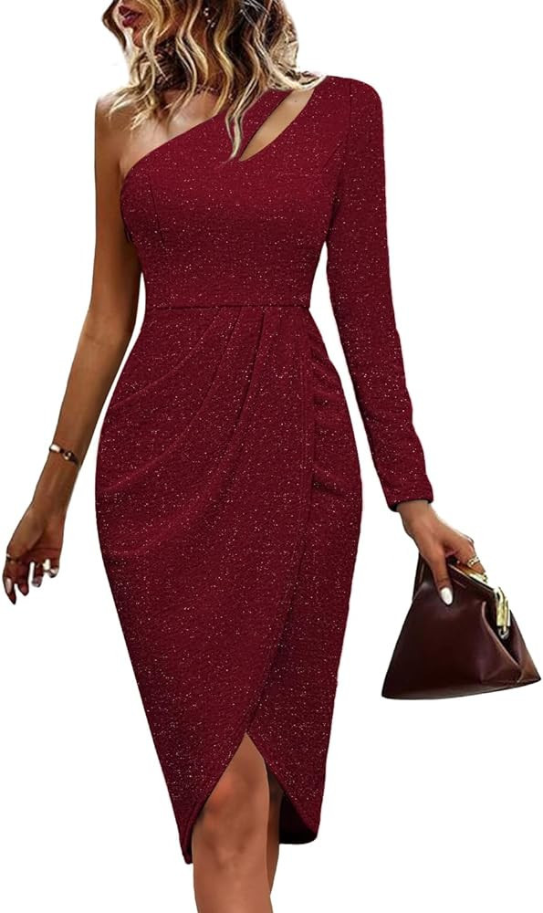 Gentlewarm One Shoulder Winter Fall Cocktail Dress Fall Winter Red Cocktail Dress Red Outfit Amazon | Amazon (US)