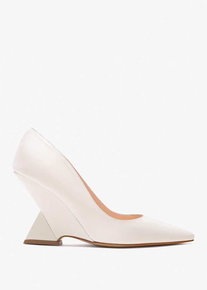 Azack Cream Leather Wedge Court Shoes | Daniel Footwear (UK)