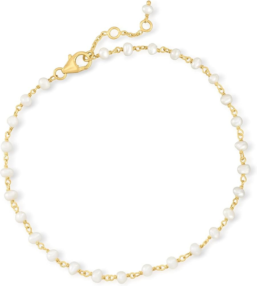 Ross-Simons 3.5-4mm Cultured Pearl Anklet in 18kt Gold Over Sterling. 9 inches | Amazon (US)