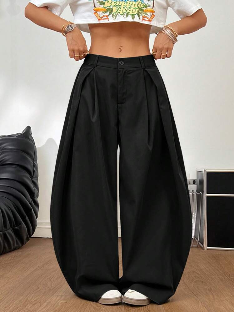 Coolane Women's Summer Vintage Back To School Casual Hippie Street Oversized Black Cargo Pants | SHEIN