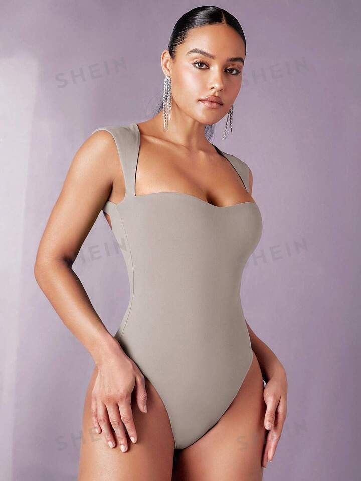 SHEIN BAE Body mit einfarbig Sweetheart Ausschnitt, | SHEIN