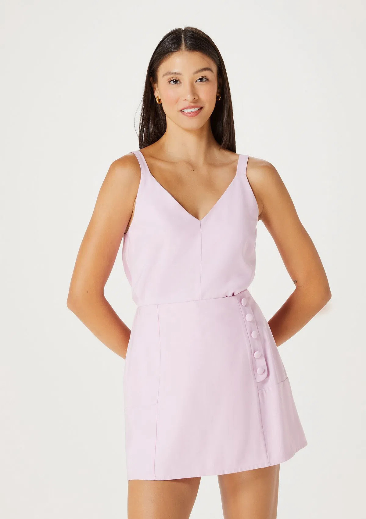 Shorts Saia Evasê Em Alfaiataria - Rosa | Hering (BR)