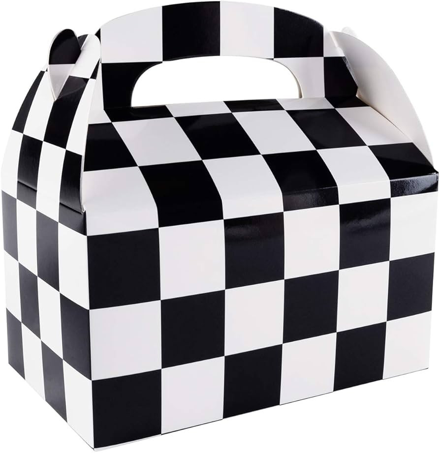 12 Pack Black and White Checker Racing Flag Pennant Treat Gift Paper Cardboard Boxes with Handles... | Amazon (US)
