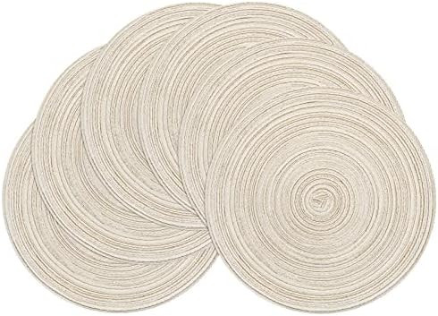 SHACOS Round Placemats Set of 6 Braided Circle Place Mat Washable 15 inch Table Mats for Kitchen ... | Amazon (US)