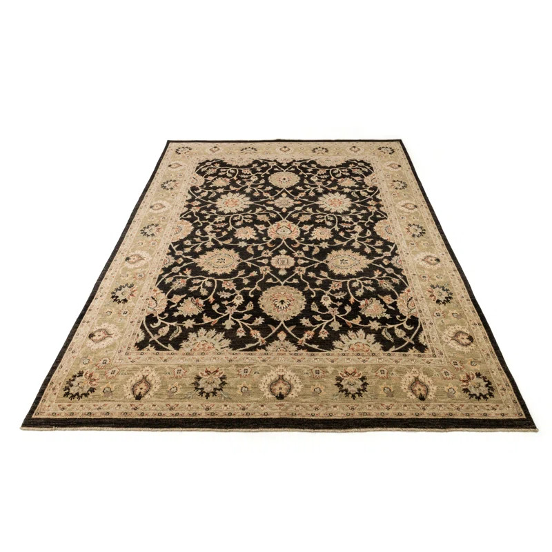 Oriental Hand-Knotted Wool Black Area Rug | Wayfair North America