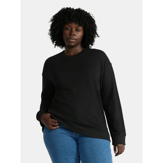 Time and Tru Women's Long Sleeve Crew Neck Sweatshirt, XS-4X | Walmart (US)