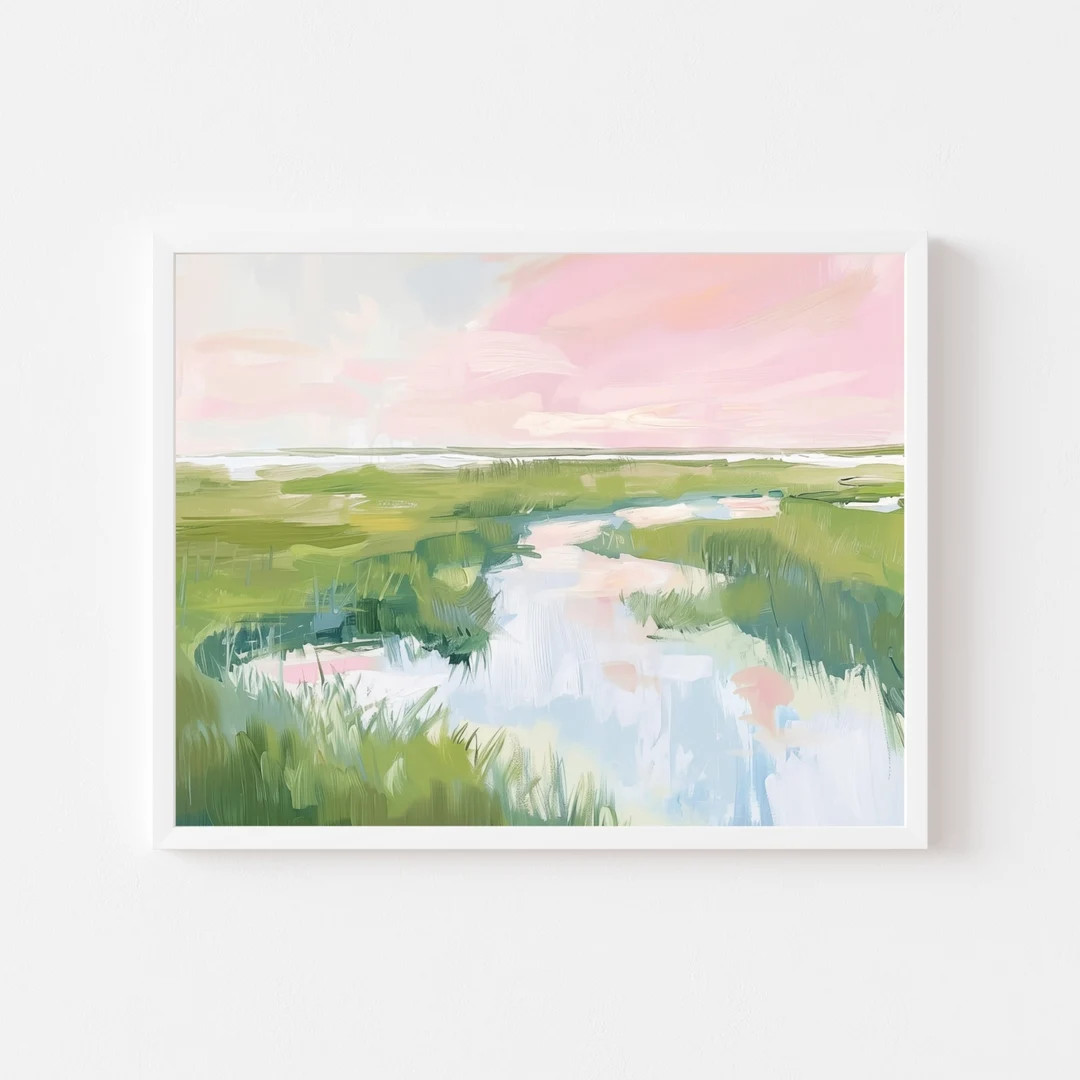 Pastel Marsh Sunset Watercolor Print: Coastal Landscape Art (digital Download) - Etsy | Etsy (US)