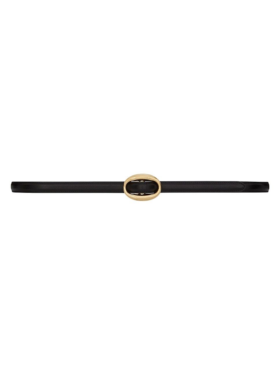 Oval Buckle Thin Belt In Smooth Leather | Saks Fifth Avenue