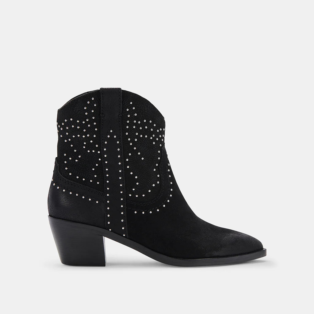 SOLOW STUD BOOTIES BLACK NUBUCK | DolceVita.com