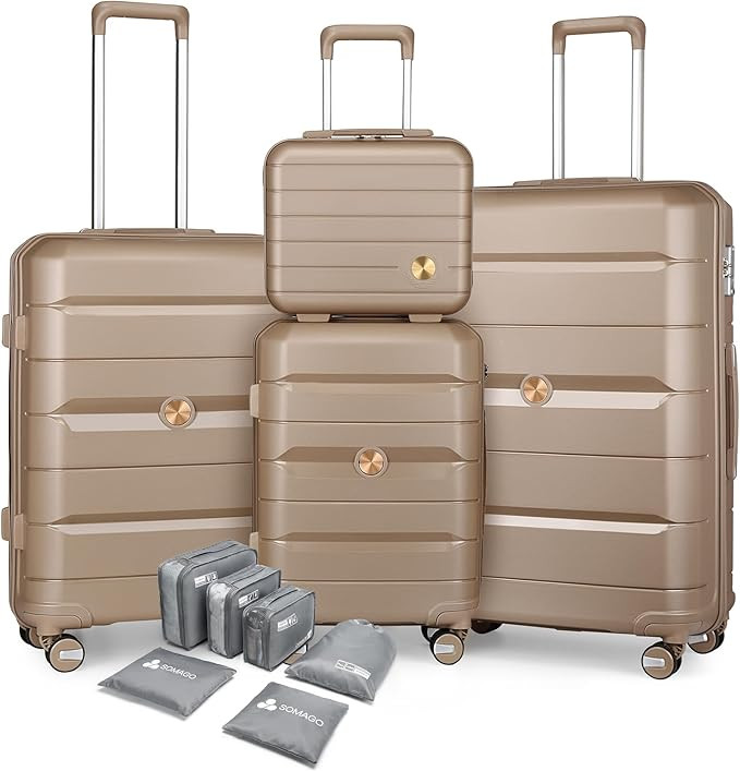 Somago Luggage Sets and Packing Cube Travel Set Lightweight Hardside Polypropylene Suitcases with... | Amazon (US)