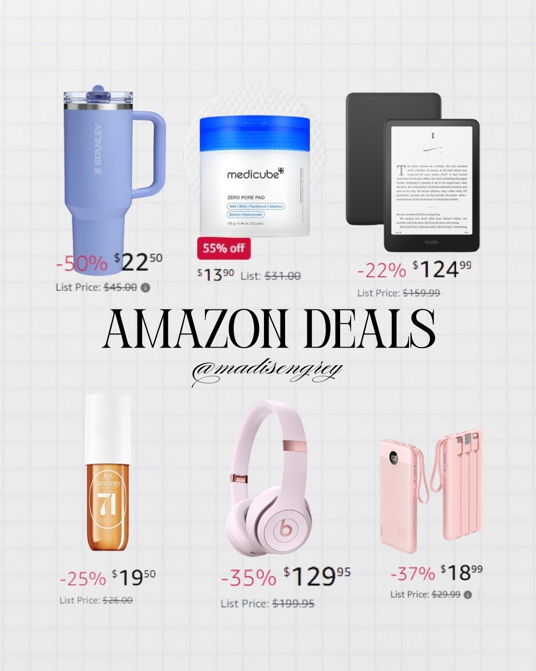 Lots of good stuff on sale on Amazon! Stanley, medicube, kindle, sol de janeiro, beats headphones, and a charging block 

#LTKGiftGuide #LTKCyberWeek #LTKSaleAlert