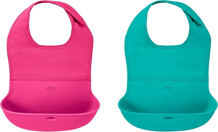 OXO Tot Roll-Up Bib 2 Pack - Pink/Teal | Amazon (US)