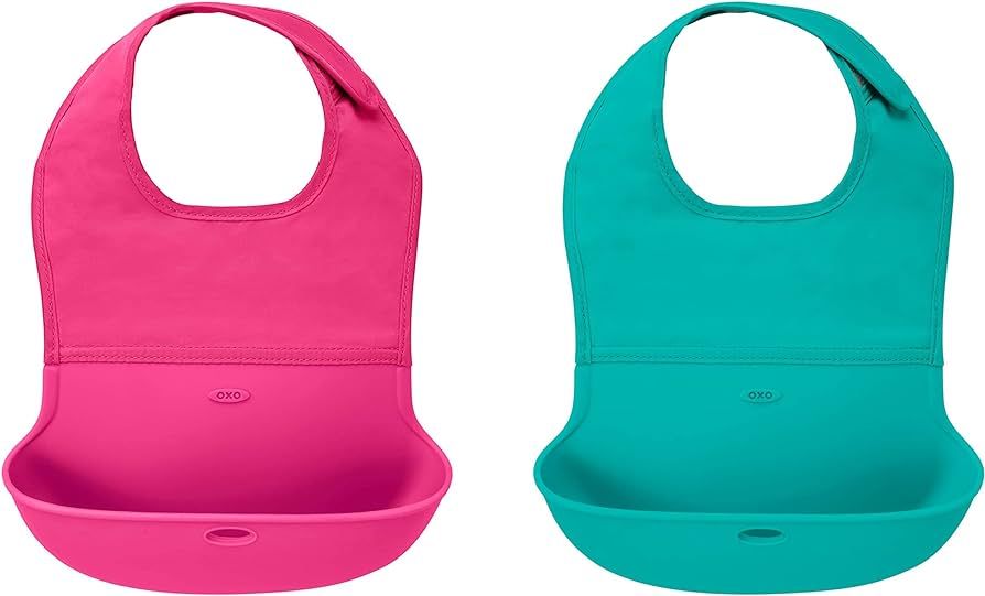 OXO Tot Roll-Up Bib 2 Pack - Pink/Teal | Amazon (US)