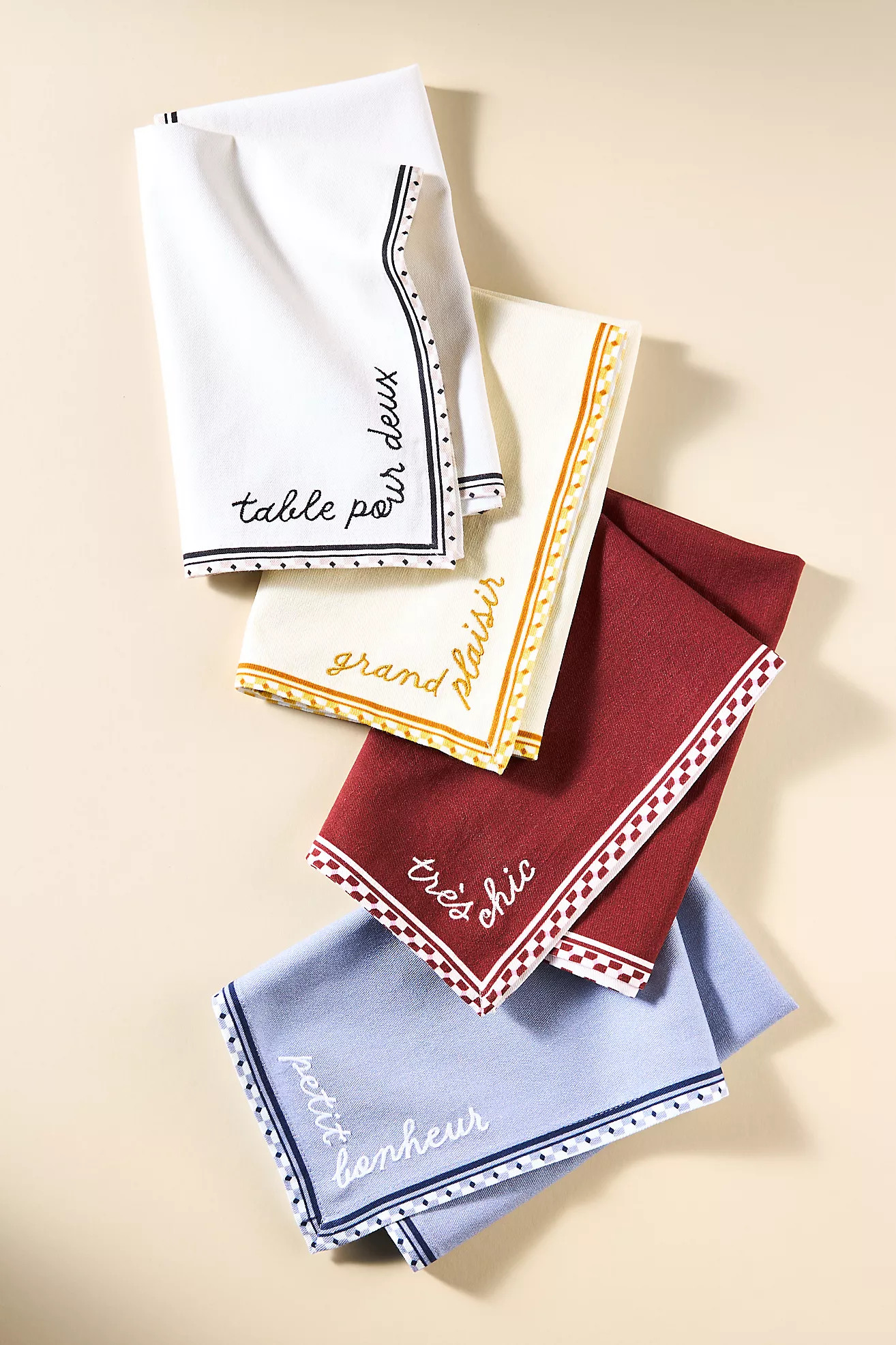 Café Violette Embroidered Cotton Napkins, Set of 4 | Anthropologie (US)