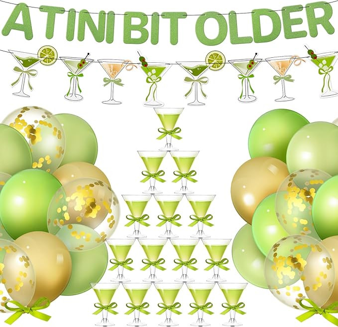 Martini Party Decorations with 24 Pcs Plastic Martini Cocktail Glasses a Tini Bit Older Birthday ... | Amazon (US)