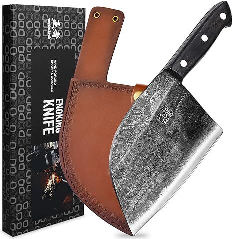 ENOKING Serbian Chef Knife Meat Cleaver Forged Butcher Knife with Full Tang Handle Leather Sheath... | Amazon (US)