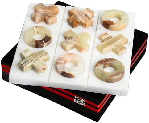 UMAID Luxury Marble Tic Tac Toe Game, Handcrafted 10" Onyx Board in Velvet Box, Solid Marble Set,... | Amazon (US)