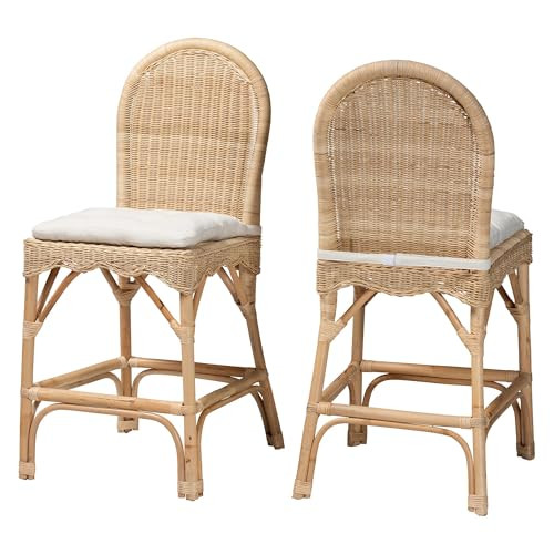 bali & pari Bilu Bohemian Natural Rattan 2-Piece Counter Stool Set | Amazon (US)