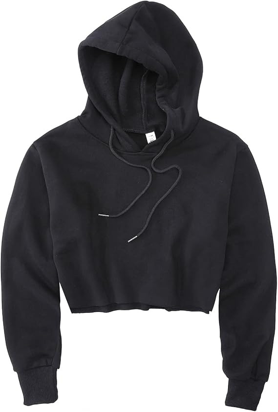Women's Cropped Hoodie Fleece Long Sleeve Pullover Cut Off Hood Sweatshirt | Amazon (US)