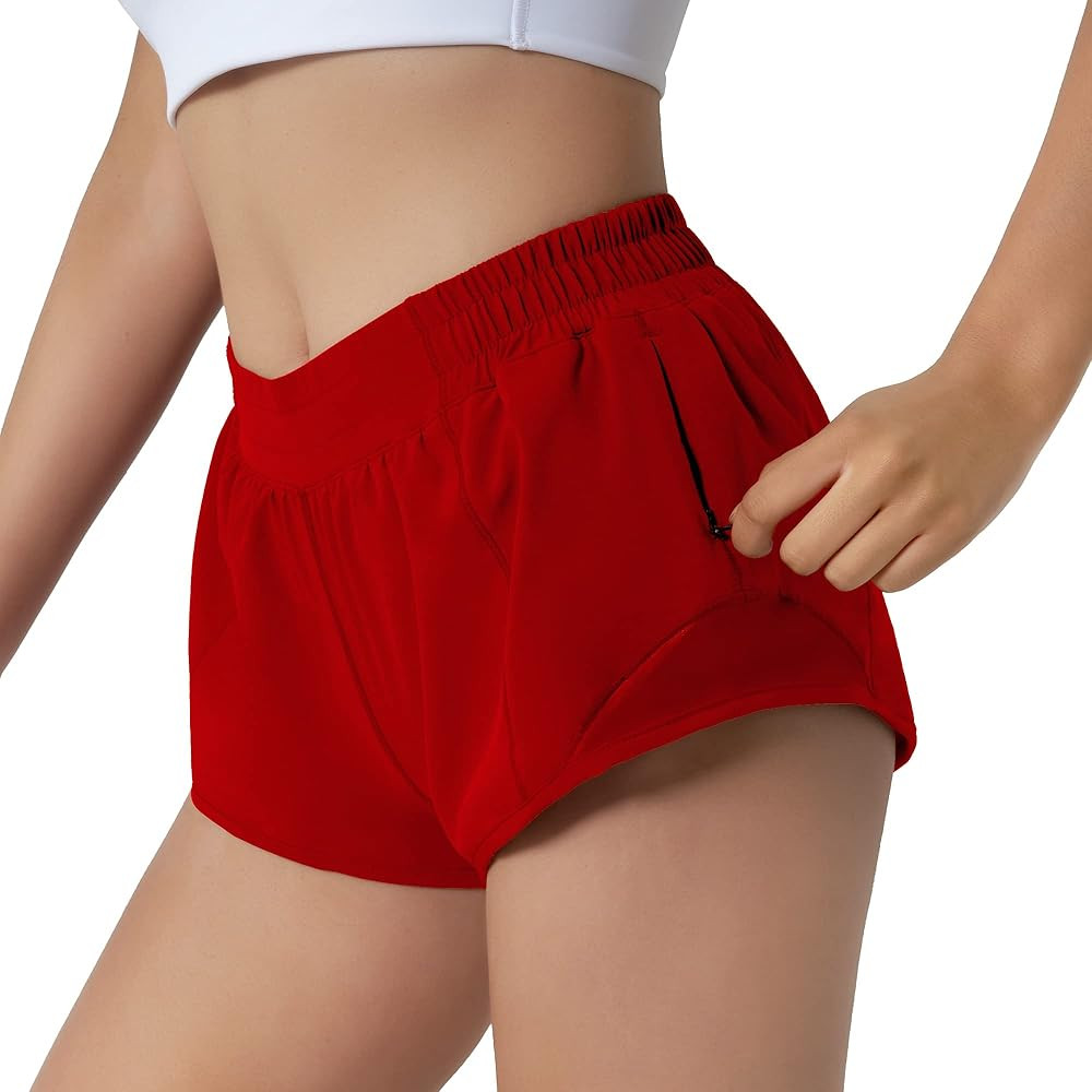 Aurefin Running Shorts for Women,Quick Dry Athletic Sports Shorts Lightweight Active Workout Gym Shorts with Zip Pocket | Amazon (US)