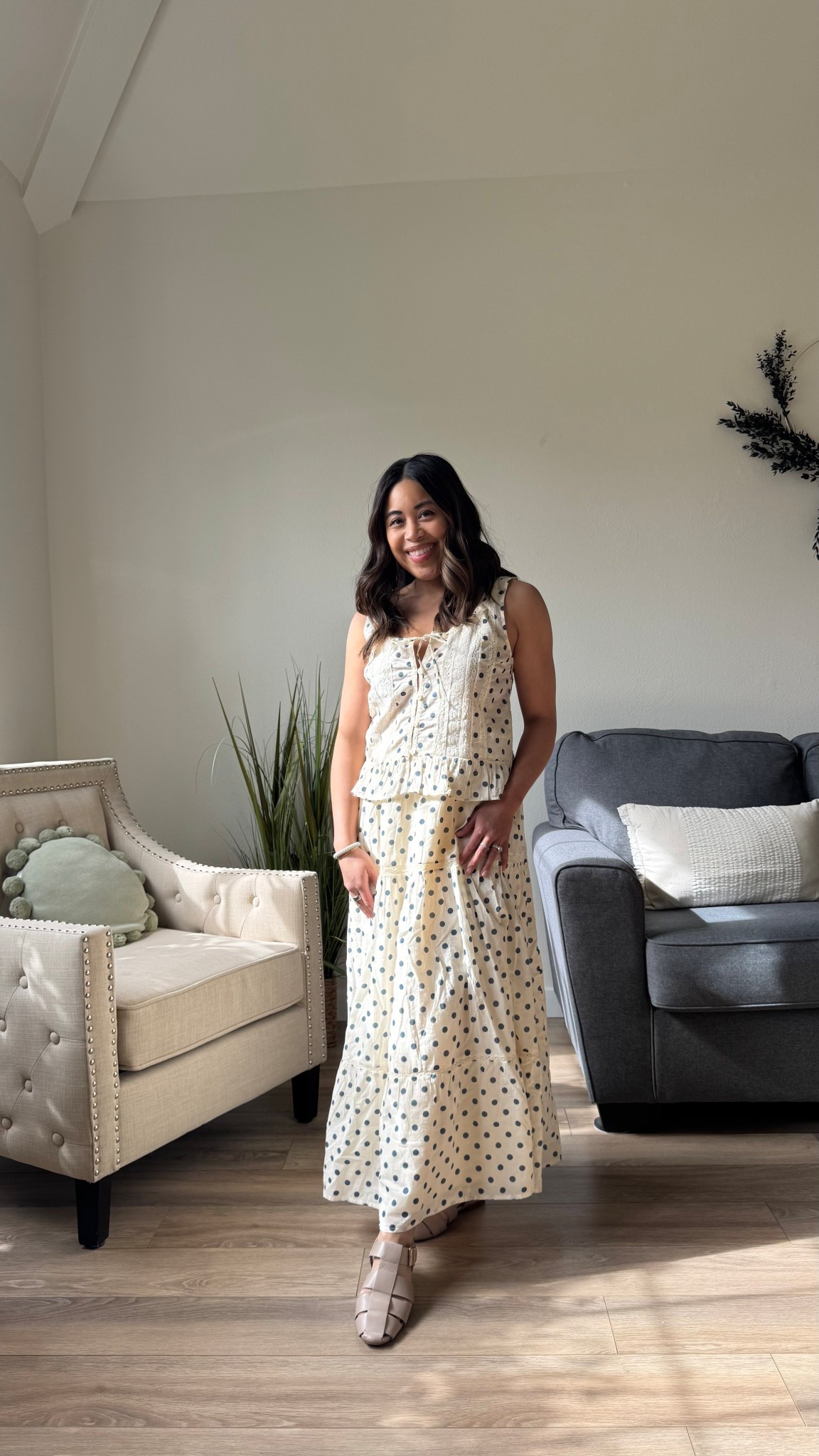 Petite friendly/postpartum spring outfit from Abercrombie. Wearing a size small in the top and small (petite length) in the skirt. @abercrombie 

#LTKPetite #LTKootd #LTKmomlife