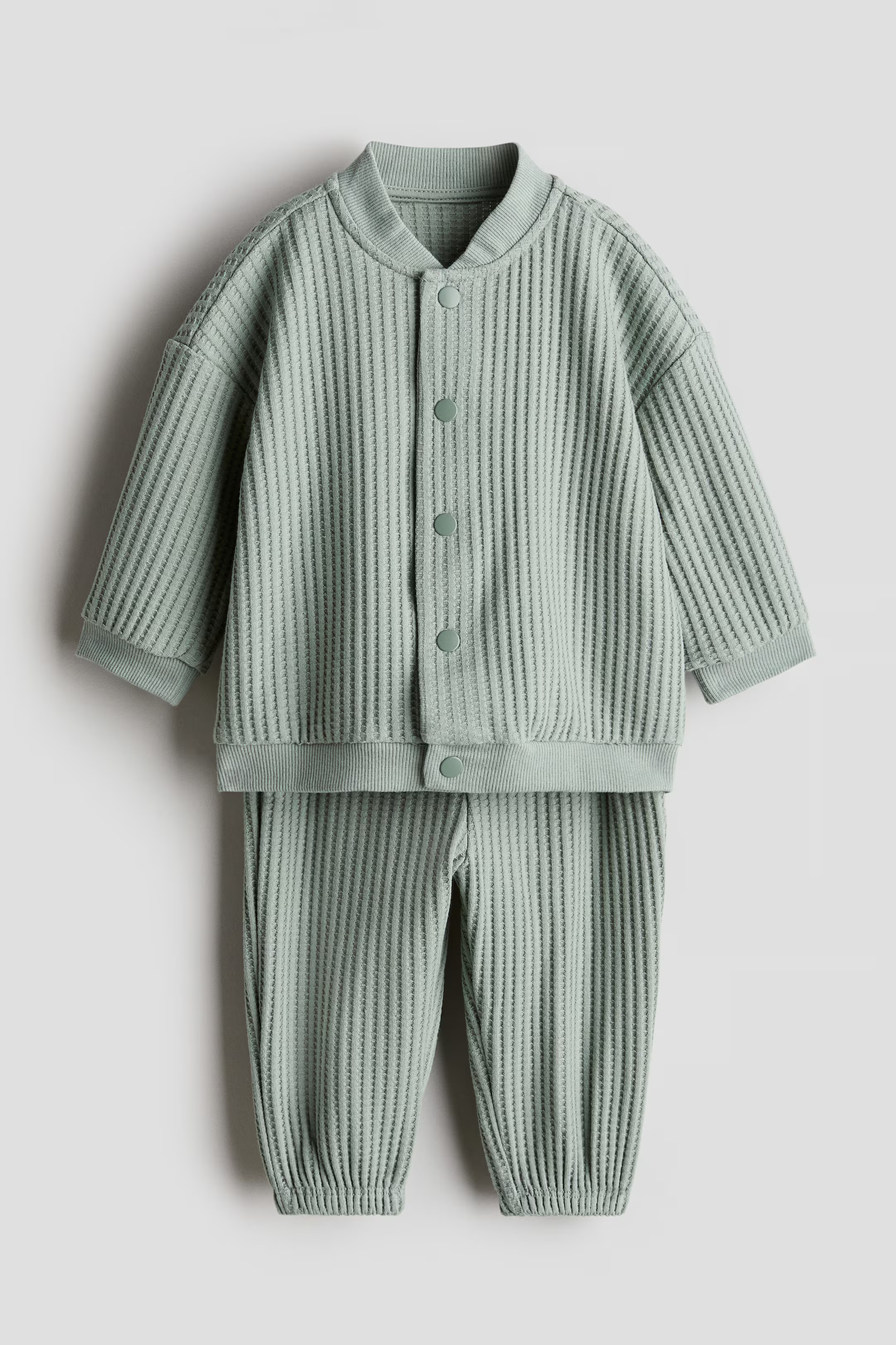 2-piece Waffled Jersey Set - Dark gray - Kids | H&M US | H&M (US + CA)