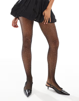 ONLY rhinestone fishnet tights in black | ASOS (Global)